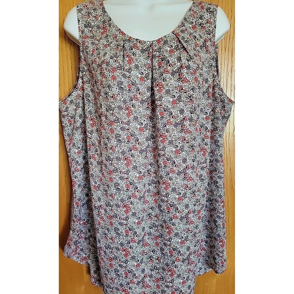 LOFT Women’s Floral Sleeveless Scoop Neck Blouse XL Lightweight Tunic Length
